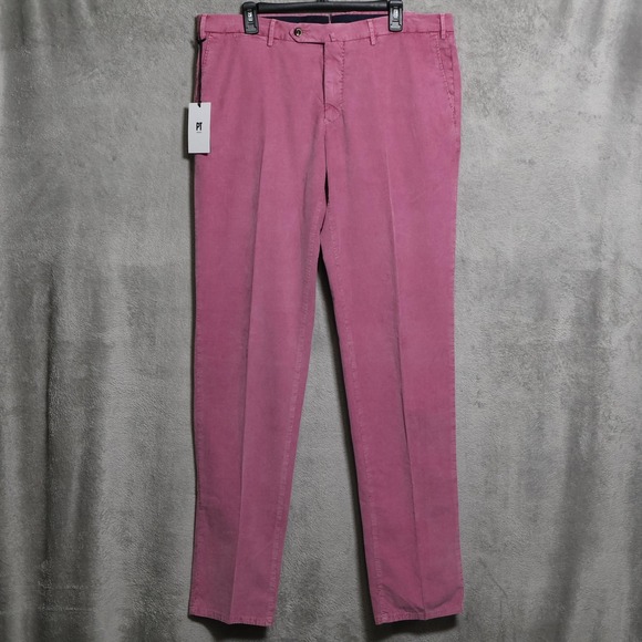 PT Torino Corduroy Pants Mens 38 Pink Slim Fit Stretch Chino Casual Trousers